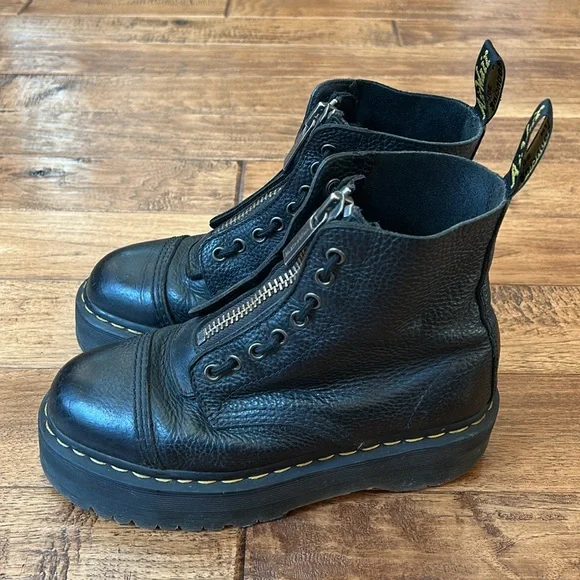 Dr. Martens Docs Sinclair Milled Nappa Leather Platform Boots Zip Front Lace 8 - Picture 8 of 12